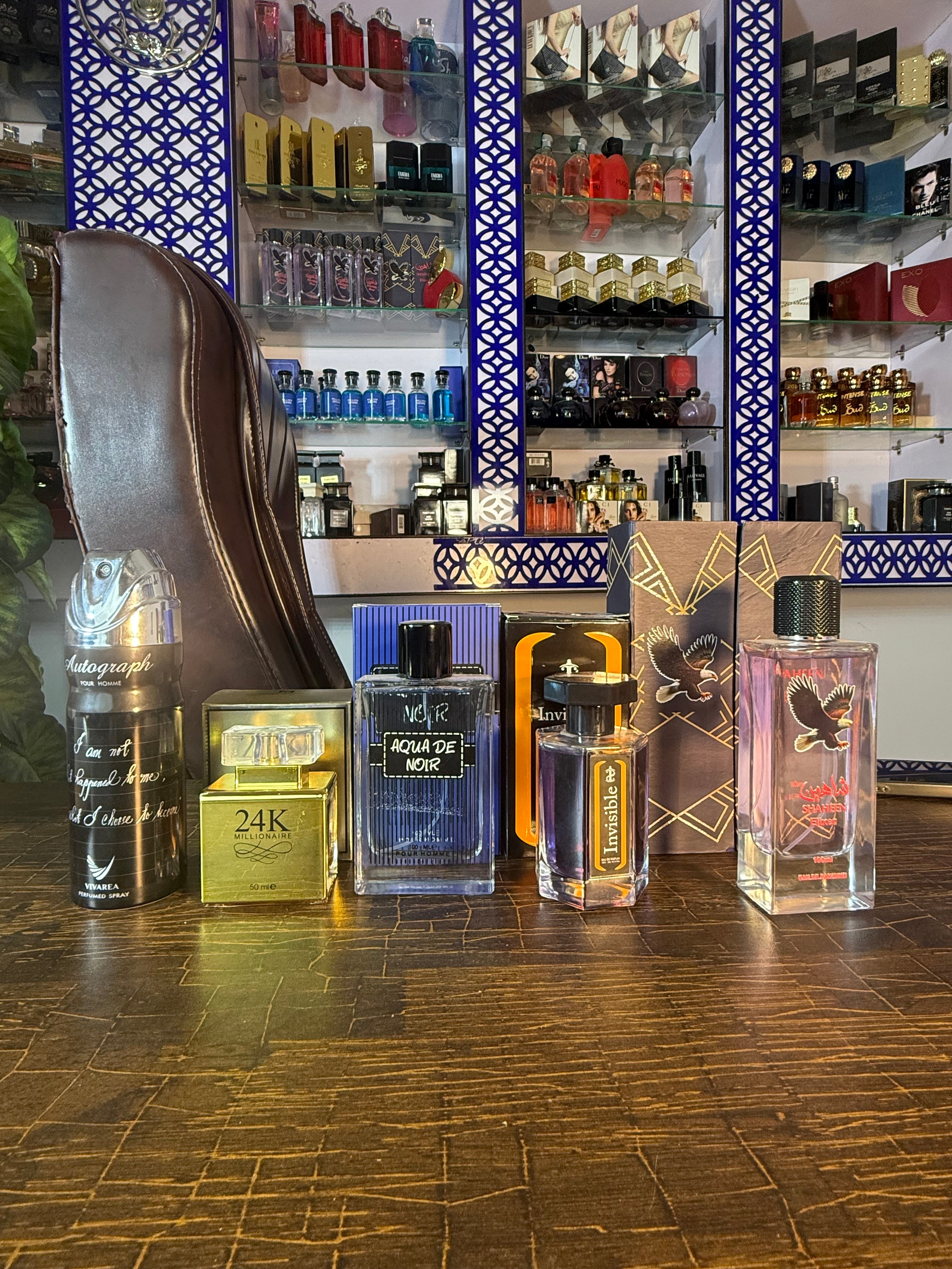 5 perfume deal ( Shaheen + Aqua + Invisible + 24k + bodyspray)